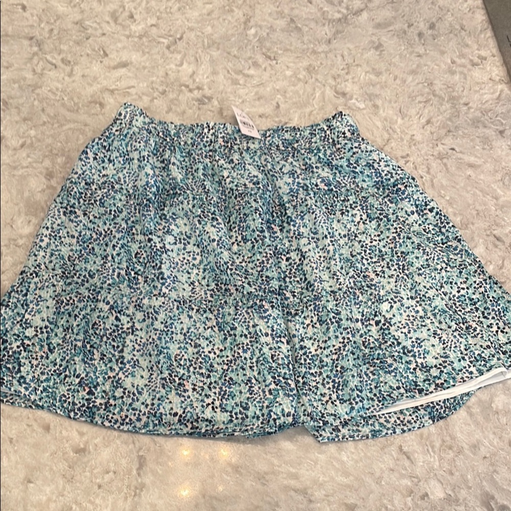 LOFT Blue Smocked Skater Mini Skirt